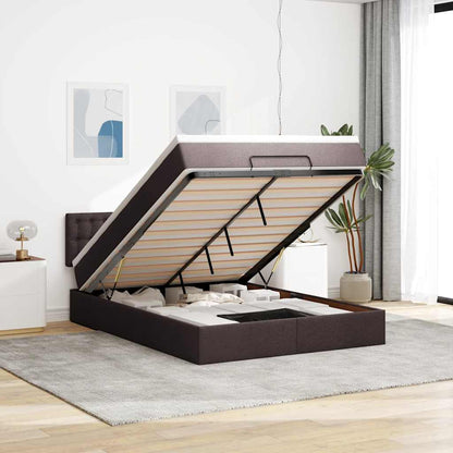 Osmanský Rám Postele S Matrací Tmavě Šedá 80X200Cm Textil Tmavě Hnědá