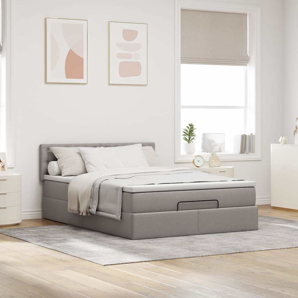 Osmanský Postel S Matrací Taupe 140X190 Cm Textil