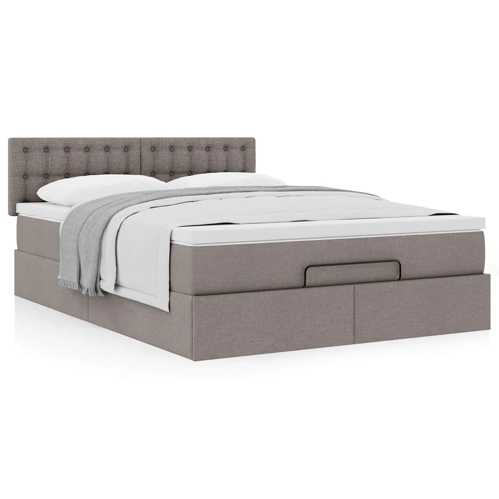 Osmanský Postel S Matrací Taupe 140X190 Cm Textil