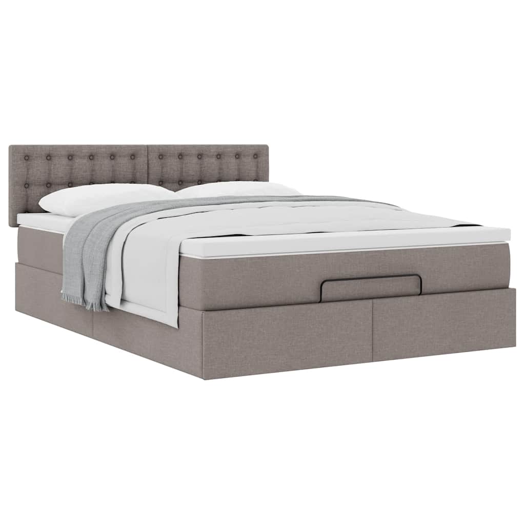 Osmanský Postel S Matrací Taupe 140X190 Cm Textil