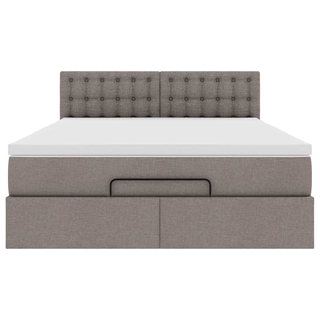 Osmanský Postel S Matrací Taupe 140X190 Cm Textil