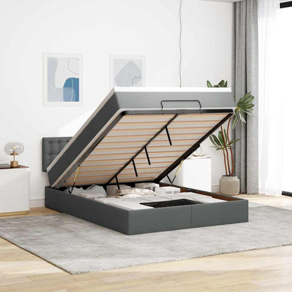 Osmanský Rám Postele S Matrací 180X200Cm Textil Tmavě Šedá