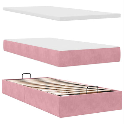 Osmanský Rám Postele S Matrací 100X200Cm Samet Růžová