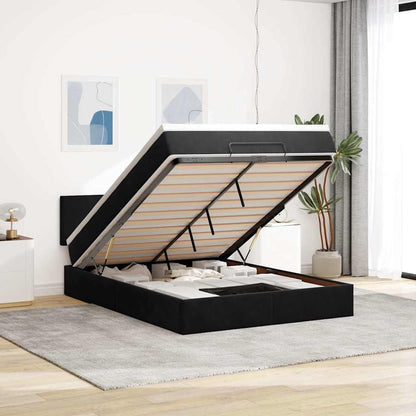 Osmanský Rám Postele S Matrací Černá 90X200Cm Samet Černá