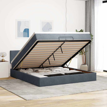 Osmanský Rám Postele S Matrací 100X200Cm Samet Tmavě Šedá