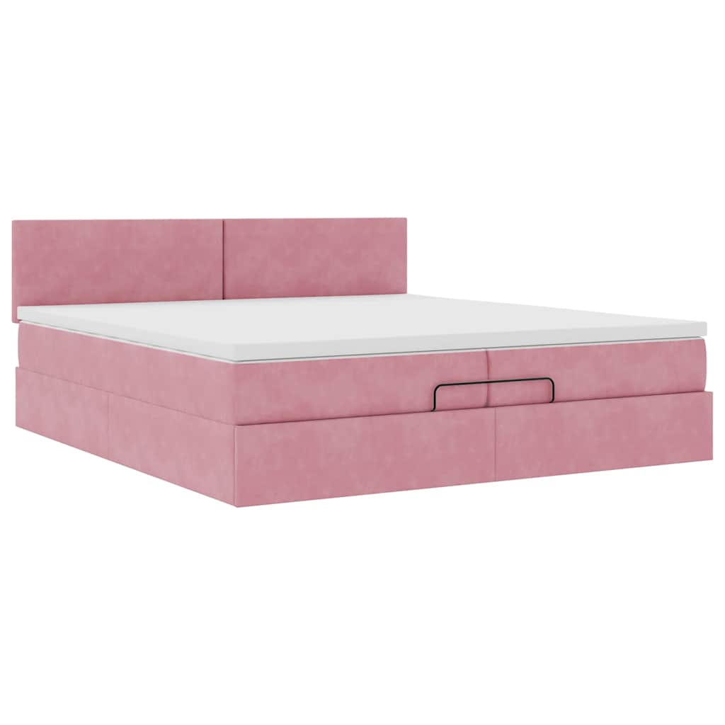 Osmanský Rám Postele S Matrací Růžová 200X200 Cm Samet