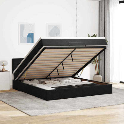 Osmanský Rám Postele S Matrací Černá 90X200Cm Samet Černá
