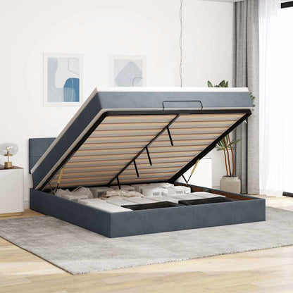 Osmanský Rám Postele S Matrací 100X200Cm Samet Tmavě Šedá