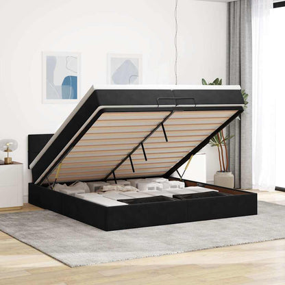 Osmanský Rám Postele S Matrací Černá 90X200Cm Samet Černá