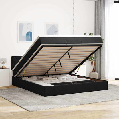 Osmanský Rám Postele S Matrací Černá 90X200Cm Samet Černá
