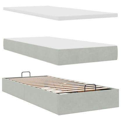 Osmanský Rám Postele S Matrací 90X200Cm Samet Světle Šedá