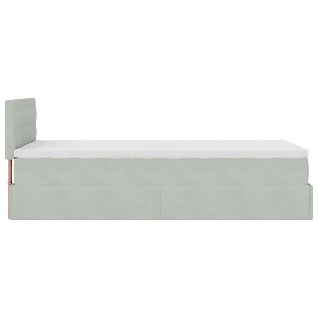 Osmanský Rám Postele S Matrací 90X200Cm Samet Světle Šedá