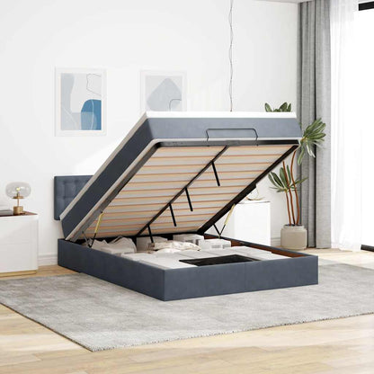 Osmanský Rám Postele S Matrací 100X200Cm Samet Tmavě Šedá