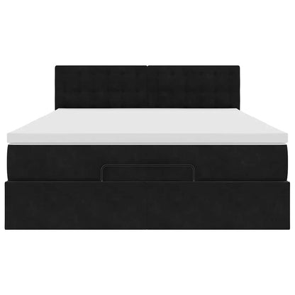Osmanský Rám Postele S Matrací Černá 140X200Cm Samet