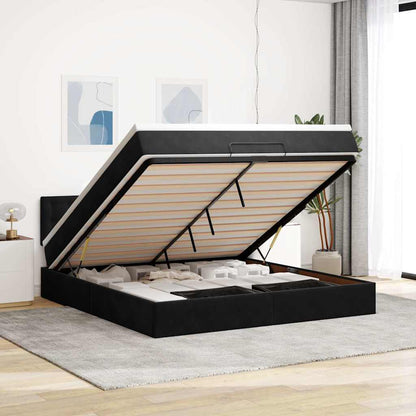 Osmanský Rám Postele S Matrací Černá 90X200Cm Samet Černá