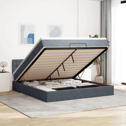 Osmanský Rám Postele S Matrací 100X200Cm Samet Tmavě Šedá