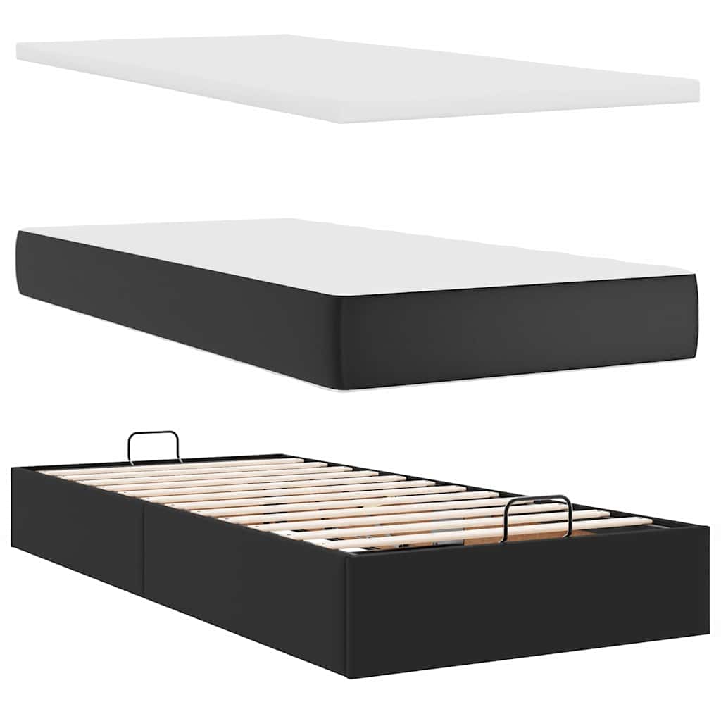 Osmanský Rám Postele S Matracíes Černá 160X200Cm Umělá Kůže