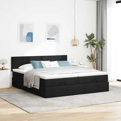 Osmanský Rám Postele S Matrací Černá 160X200Cm Textil