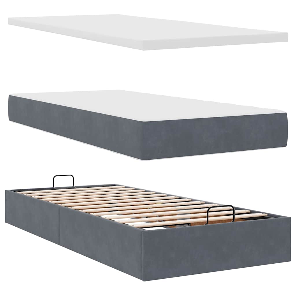 Osmanský Rám Postele S Matrací Tmavě Šedý 200X200Cm Samet