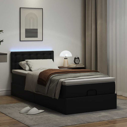 Osmanský Rám Postele S Matrací Černá 90X190Cm Cm Umělá Kůže