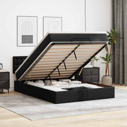 Osmanský Rám Postele S Matrací Černá 90X190Cm Cm Umělá Kůže