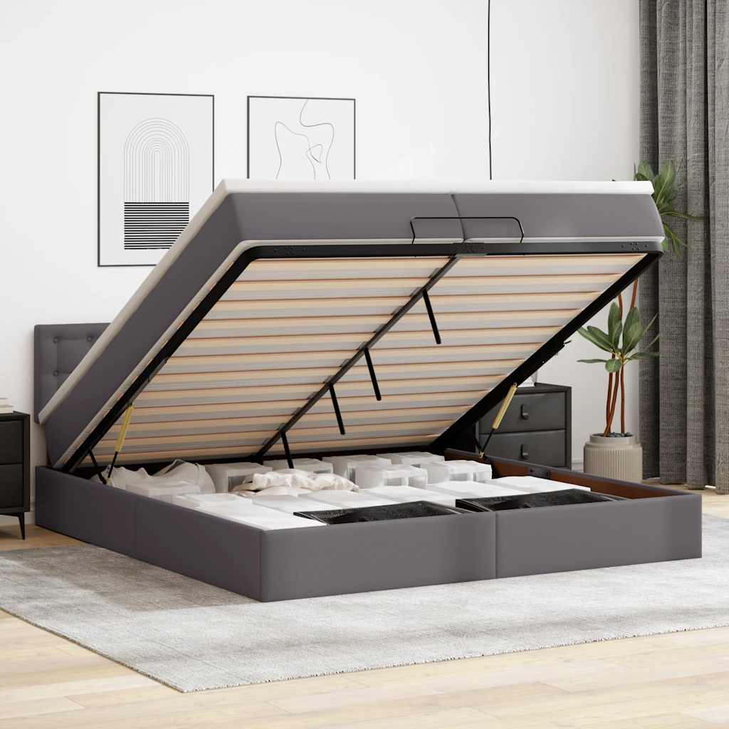 Osmanský Rám Postele S Matrací Černá 90X190Cm Cm Umělá Kůže