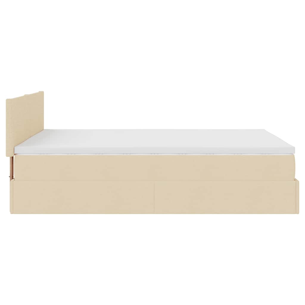 Osmanská Postel S Matrací & Leds Cream Látka Krémová