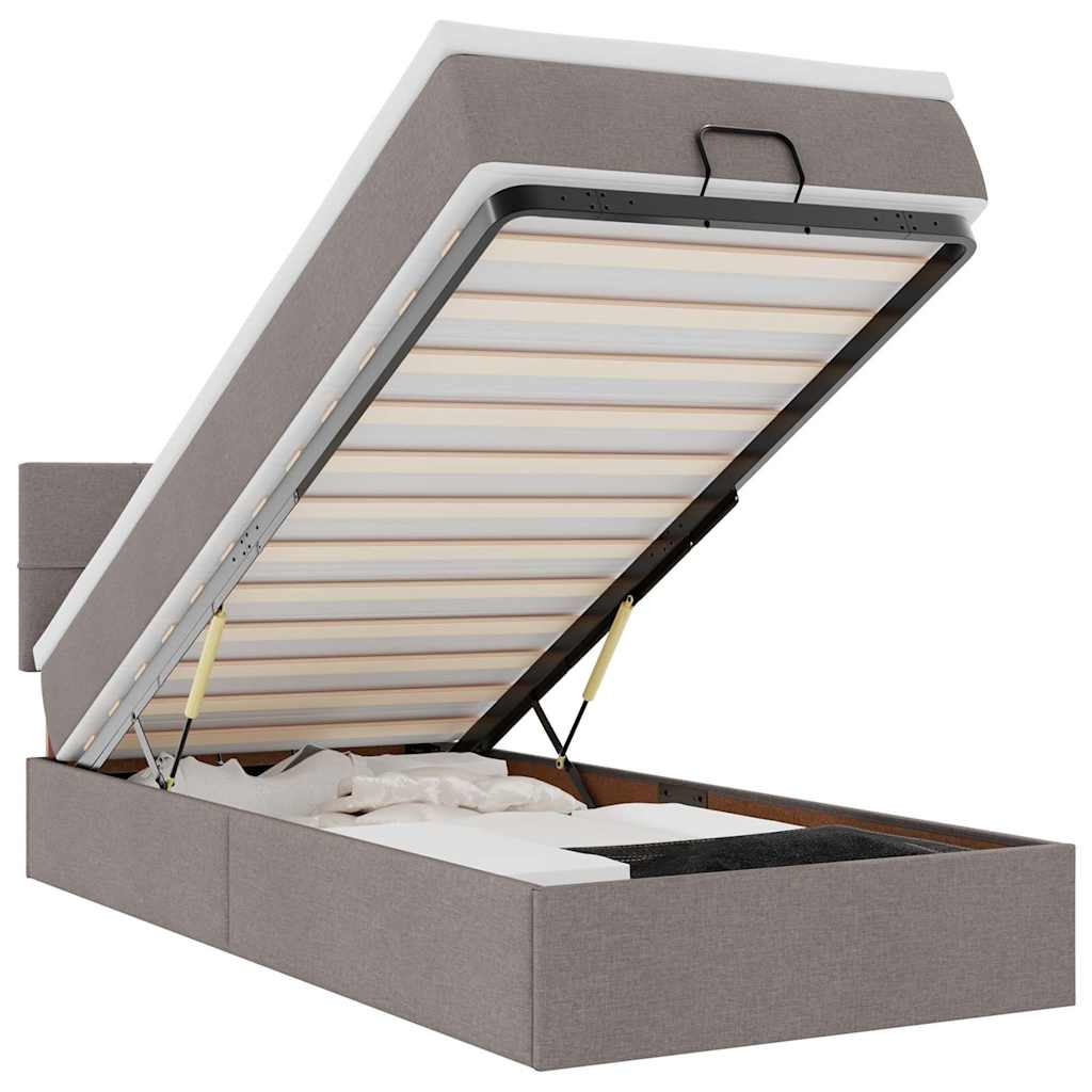 Osmanský Rám Postele S Matrací 90X190Cm Textil Taupe