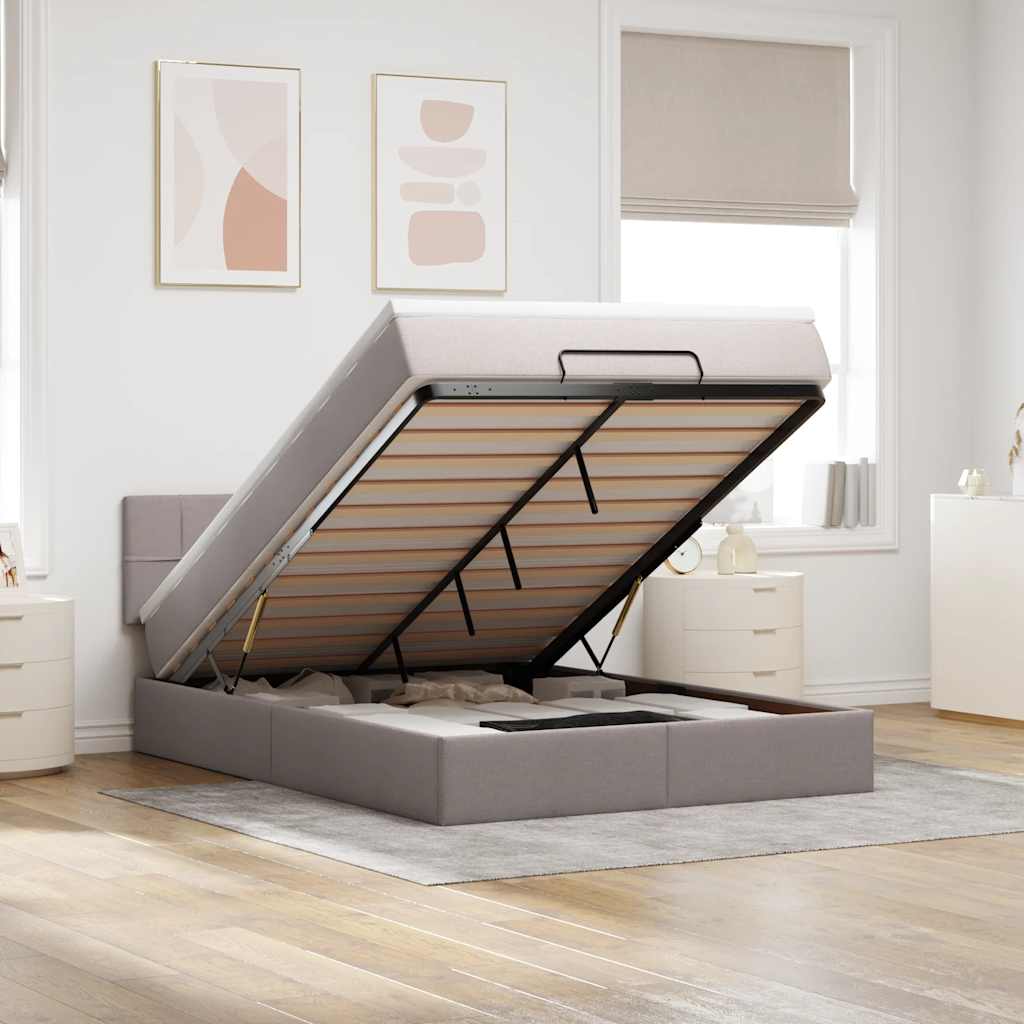 Osmanský Rám Postele S Matrací 90X190Cm Textil Taupe