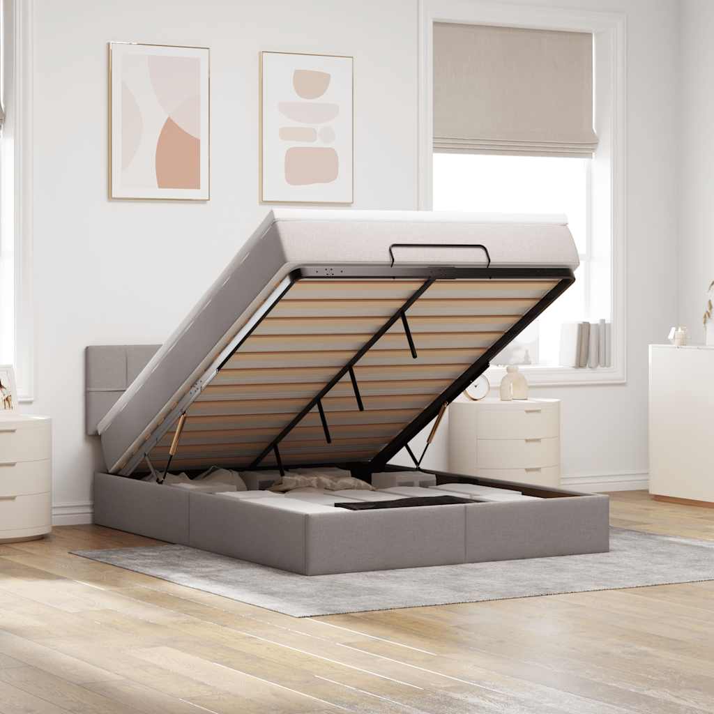 Osmanský Rám Postele S Matrací 90X190Cm Textil Taupe