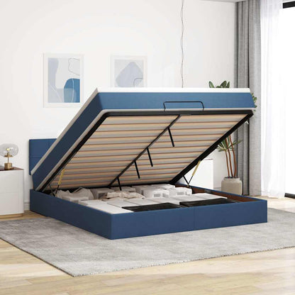 Osmanský Rám Postele S Matrací 90X190Cm Textil Modrá