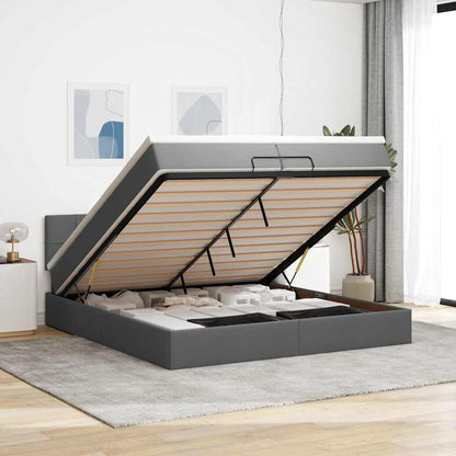 Osmanský Rám Postele S Matrací 90X190Cm Textil Tmavě Šedá