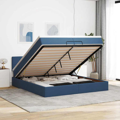 Osmanský Rám Postele S Matrací 90X190Cm Textil Modrá