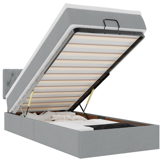 Osmanská Postel S Matrací & Led 80X200Cm Látka Světle Šedá