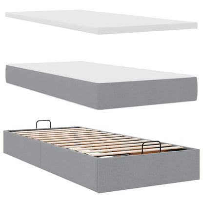 Osmanská Postel S Matrací & Led 80X200Cm Látka Světle Šedá