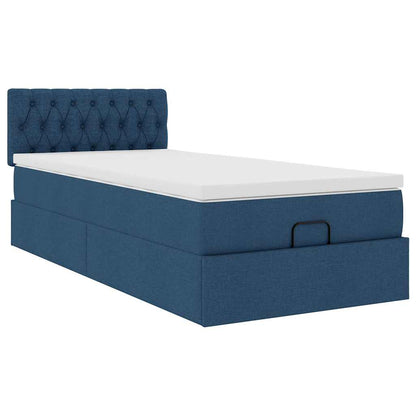 Osmanský Rám Postele S Matrací 90X190Cm Textil Modrá
