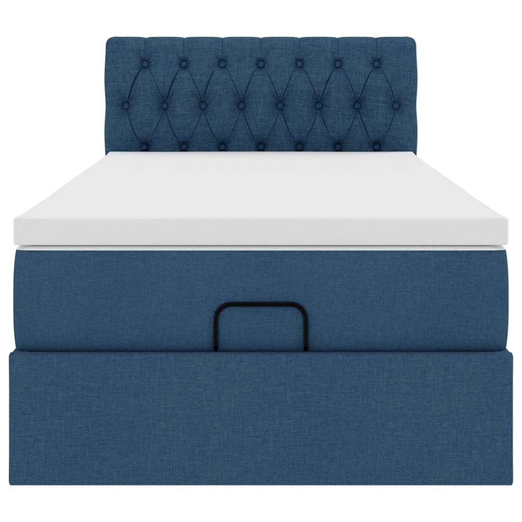 Osmanský Rám Postele S Matrací 90X190Cm Textil Modrá