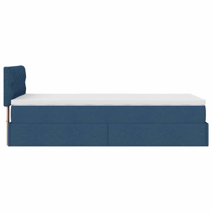 Osmanský Rám Postele S Matrací 90X190Cm Textil Modrá