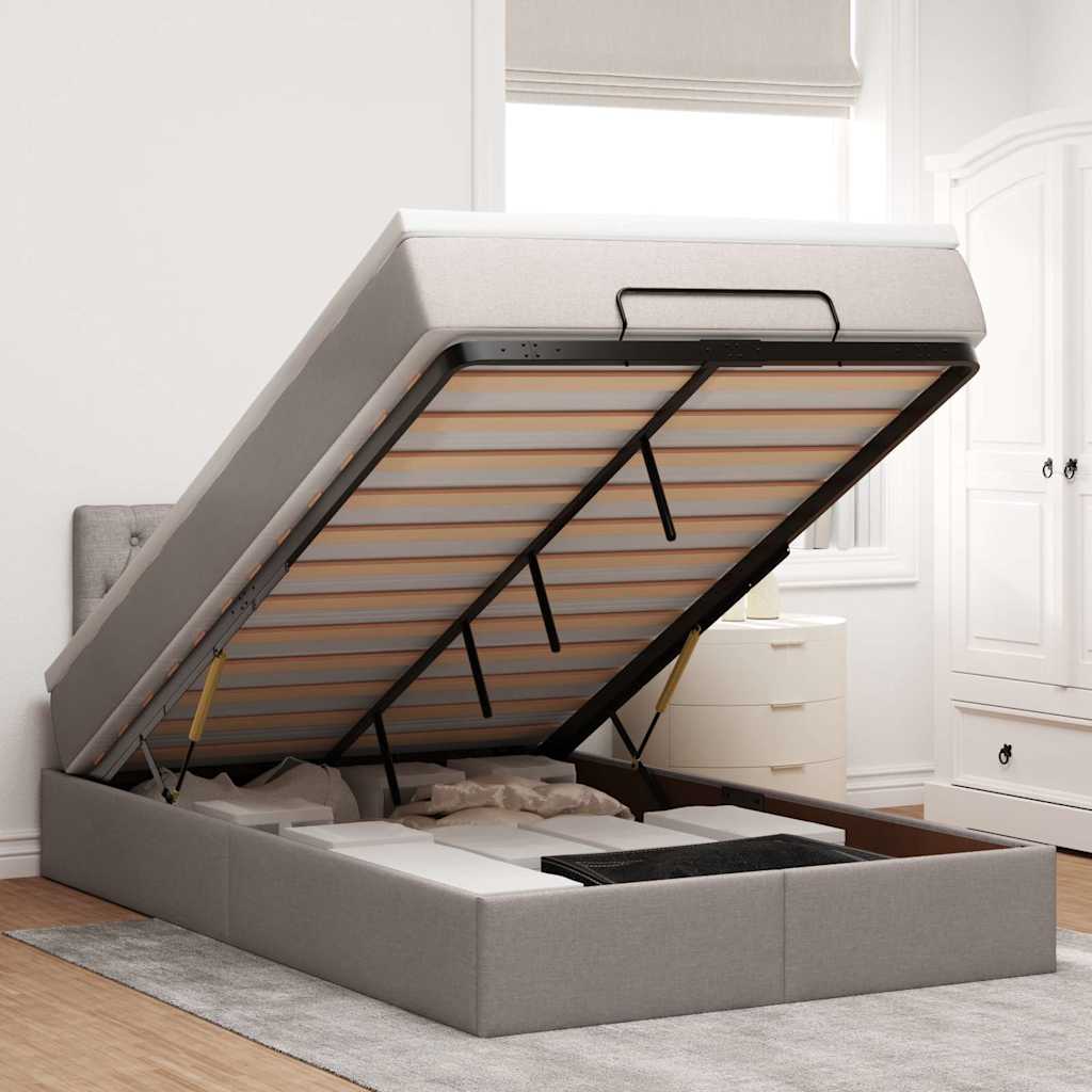 Osmanský Rám Postele S Matrací 90X190Cm Textil Taupe