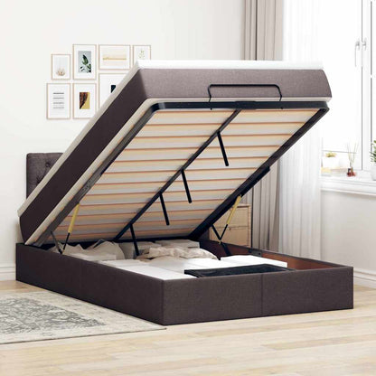 Osmanský Postel S Matrací Tmavě Šedá Textil Tmavě Hnědá