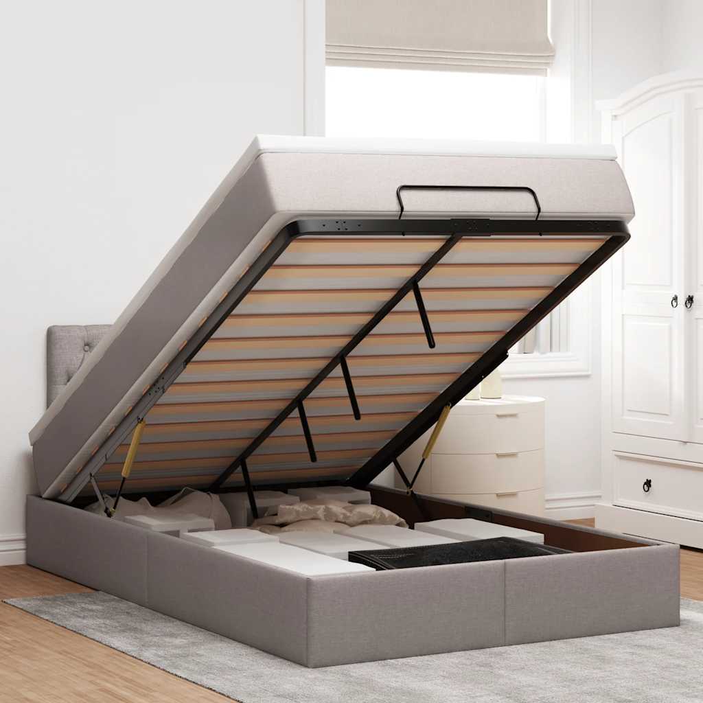 Osmanský Rám Postele S Matrací 90X190Cm Textil Taupe