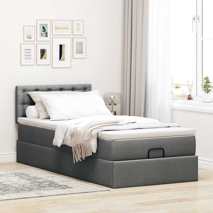 Osmanský Rám Postele S Matrací 90X190Cm Textil Tmavě Šedá