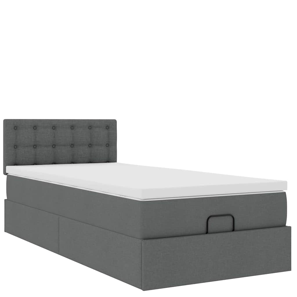 Osmanský Rám Postele S Matrací 90X190Cm Textil Tmavě Šedá
