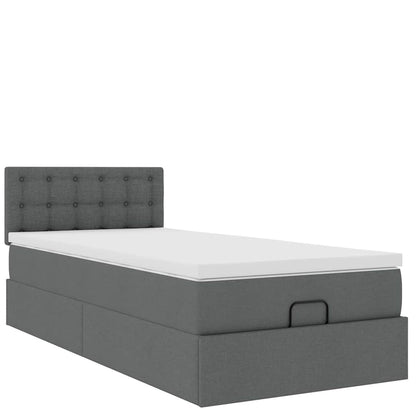 Osmanský Rám Postele S Matrací 90X190Cm Textil Tmavě Šedá