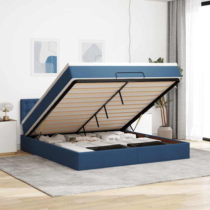 Osmanský Rám Postele S Matrací 90X190Cm Textil Modrá