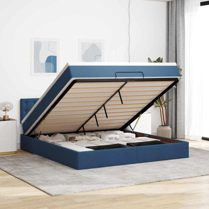 Osmanský Rám Postele S Matrací 90X190Cm Textil Modrá