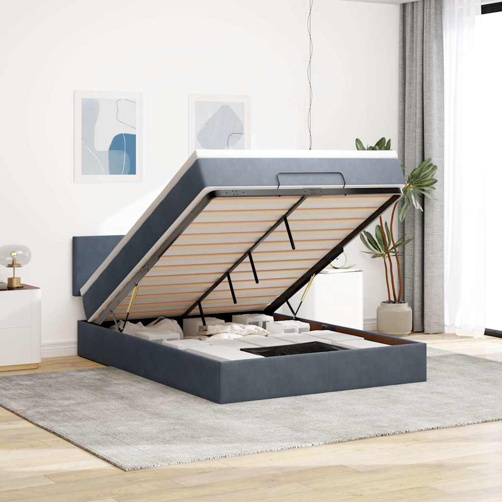 Osmanský Rám Postele S Matrací 80X200Cm Samet Tmavě Šedá
