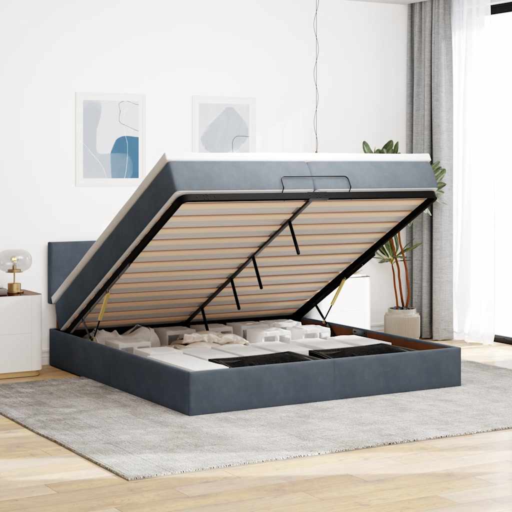 Osmanský Rám Postele S Matrací 80X200Cm Samet Tmavě Šedá