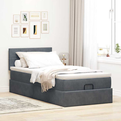 Osmanský Rám Postele S Matrací 80X200Cm Samet Tmavě Šedá