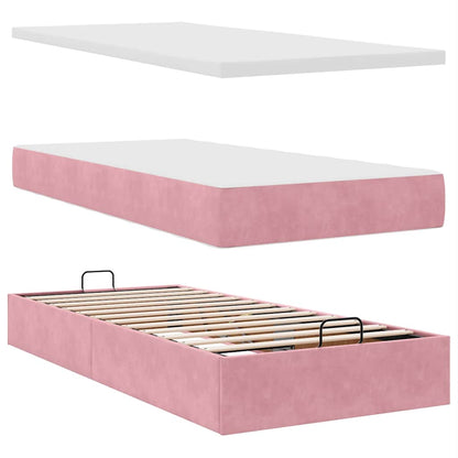 Osmanský Rám Postele S Matrací 90X200Cm Samet Růžová